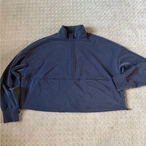 Women’s Flex workout Zip-Up  in Deep Blue and cinches at sides